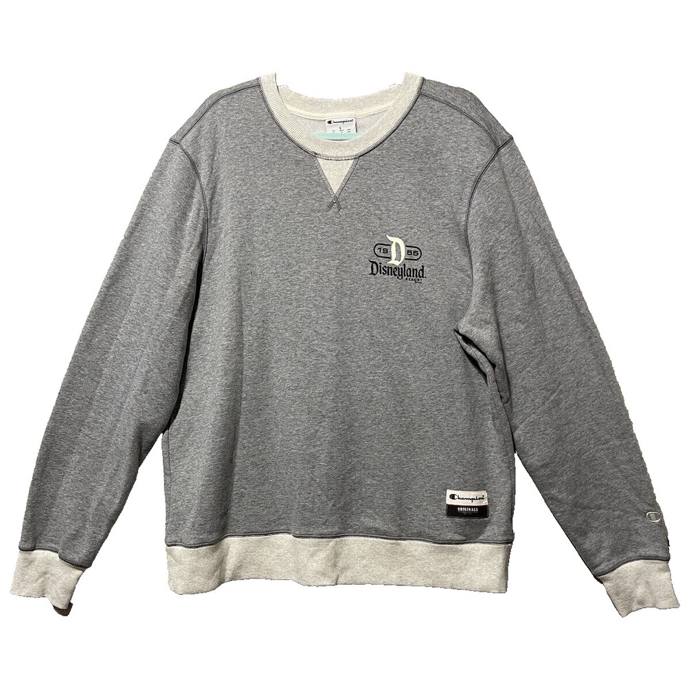 Disneyland X Champion Disney Pullover Mens Large Gray Fleece Crewneck Sweatshirt